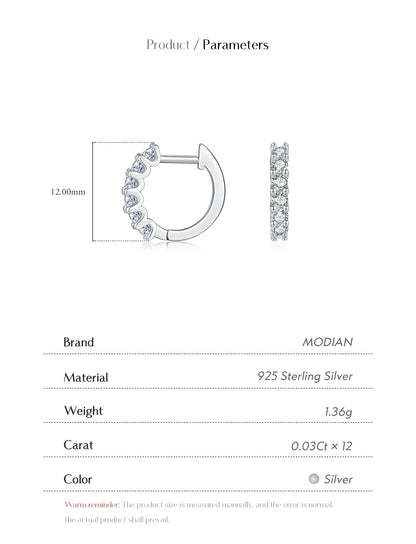D Color Moissanite Small Hoop Earrings 925 Sterling Silver Hollow Sparkling Ear Buckles For Women Wedding Fine Jewelry