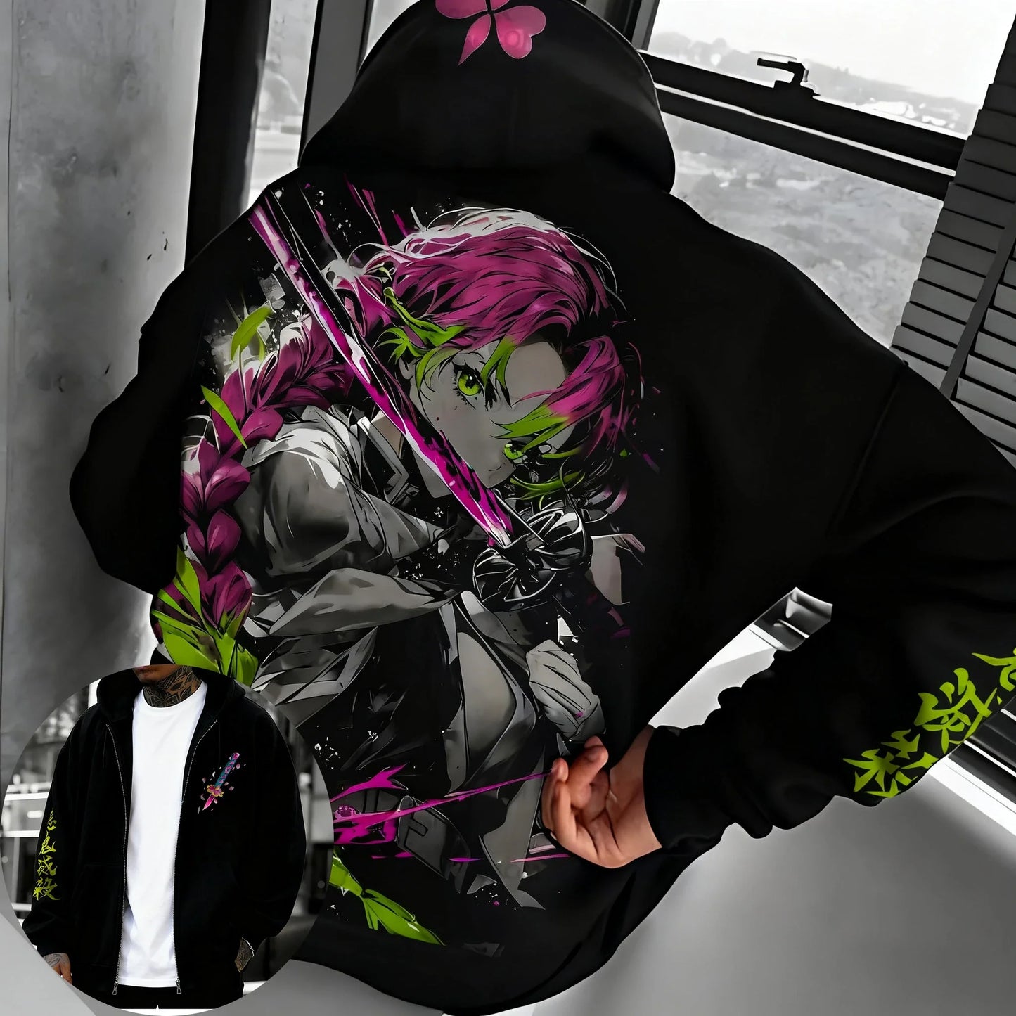 Demon Slayer Anime Zipper Hoodie 2026 Autumn/Winter  Unisex Color Printed Casual Sports Japanese Harajuku Sweater Top