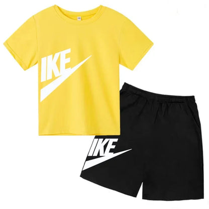 Kids Summer Short Sleeve T-shirt Shorts 2Pcs Set Boy Girl Casual Sport Jogging Suit Toddler 3-12Y
