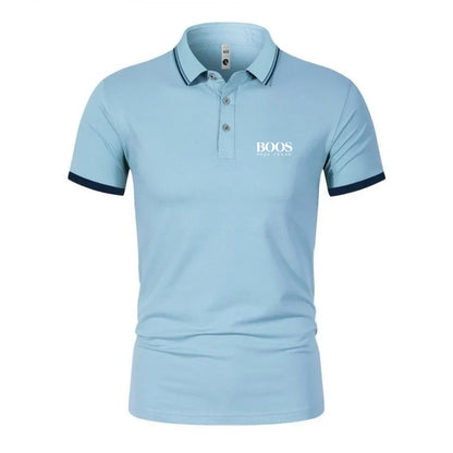 New men's high-quality short sleeved polo shirt, summer fashion, casual, comfortable, cool, breathable T-shirt top