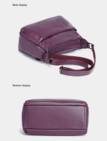 Elegant Genuine Leather Women's Shoulder Bag Trendy Crossbody Messenger Bag for Ladies Dark Red Blue 100% Satchels Hobo