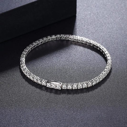 2-5mm D Color Full Moissanite Tennis Bracelet for Women Men S925 Silver Plated 18k White Gold Hidden Buckle Bracelet GRA Jewelry