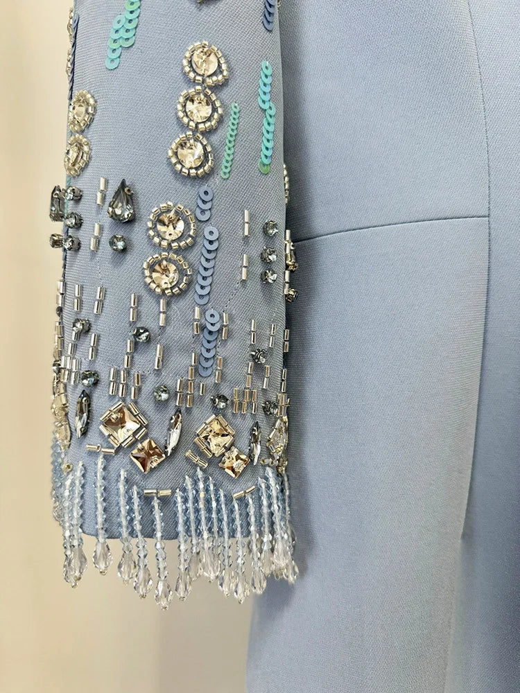 Fashion 2026 S/S Designer Vestido Women's Half Sleeve Stunning Beaded  Long Maxi Dress