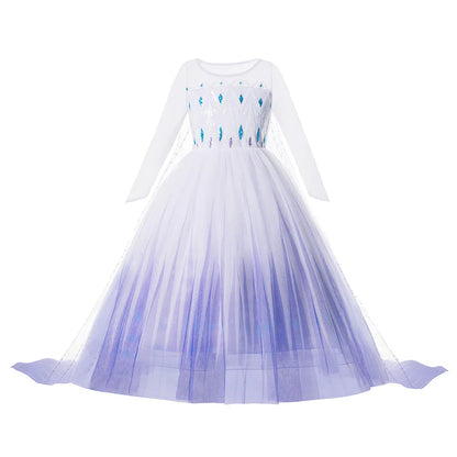 2-10Y Kids Prium Cosplay Elsa Anna Costume Dress 2025 Winter Long Mesh Princess DressGirl Christma Carnival Clothes Ball Gown