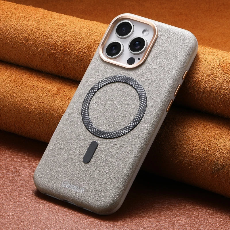 Solid Color Leather For Magsafe Magnetic Shockproof Phone Case For iPhone 17 Pro Max 15 13 14 16 Pro Max Bumper Cover