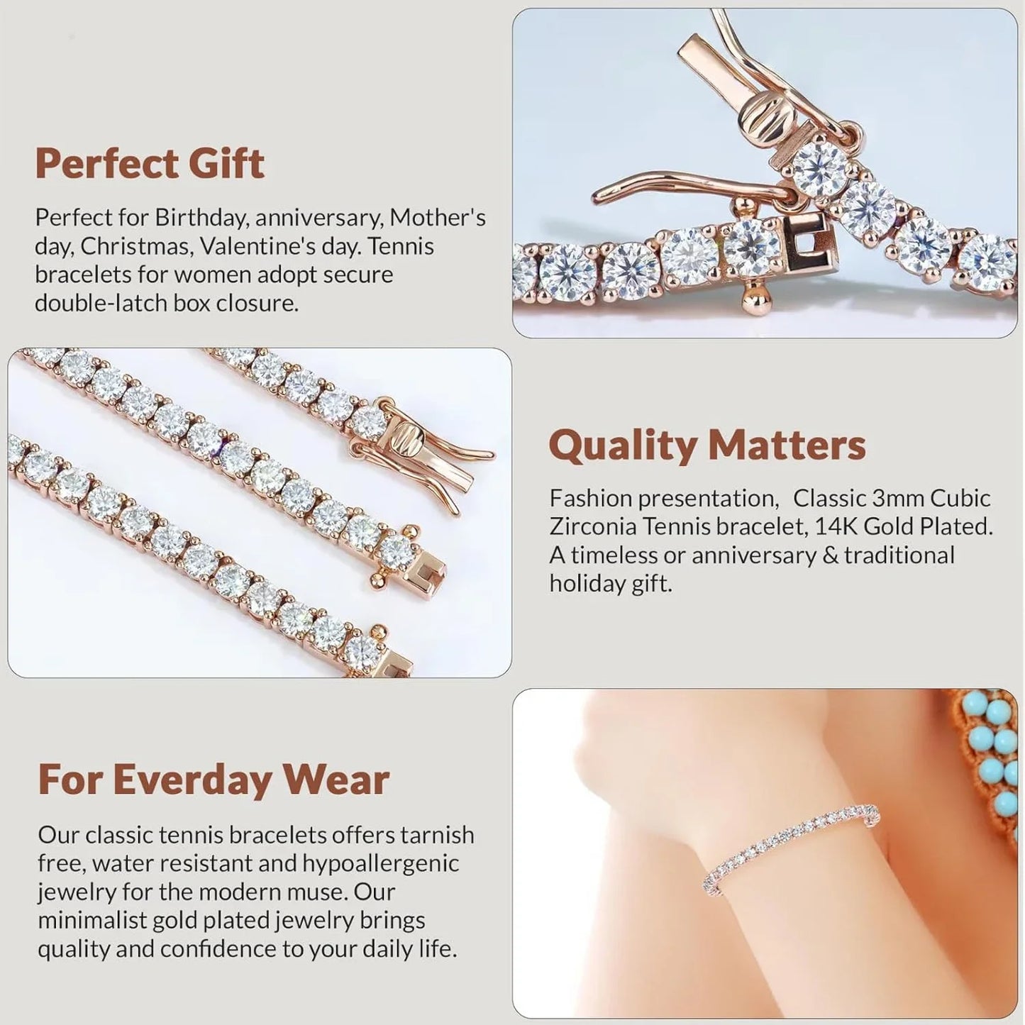 Gold Tennis Bracelet for Women Men 3MM Moissnaite Laboratory Diamond S925 Silver Wedding Jewelry with Certificate