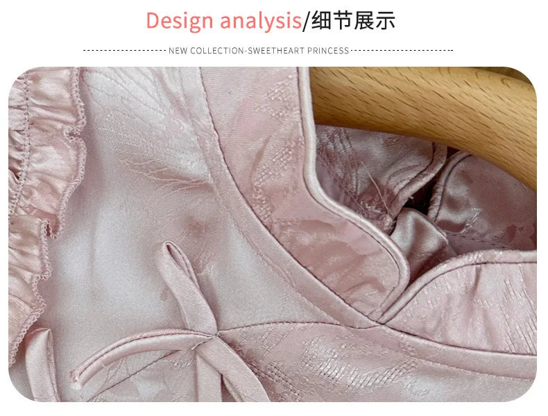 Vestido de princesa rosa estilo chinês retrô Qipao sem mangas para meninas de 2 a 10 anos Vestido 2026 Novo verão Roupas para o Dia das Crianças 6.1