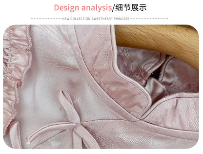 Vestido de princesa rosa estilo chinês retrô Qipao sem mangas para meninas de 2 a 10 anos Vestido 2026 Novo verão Roupas para o Dia das Crianças 6.1
