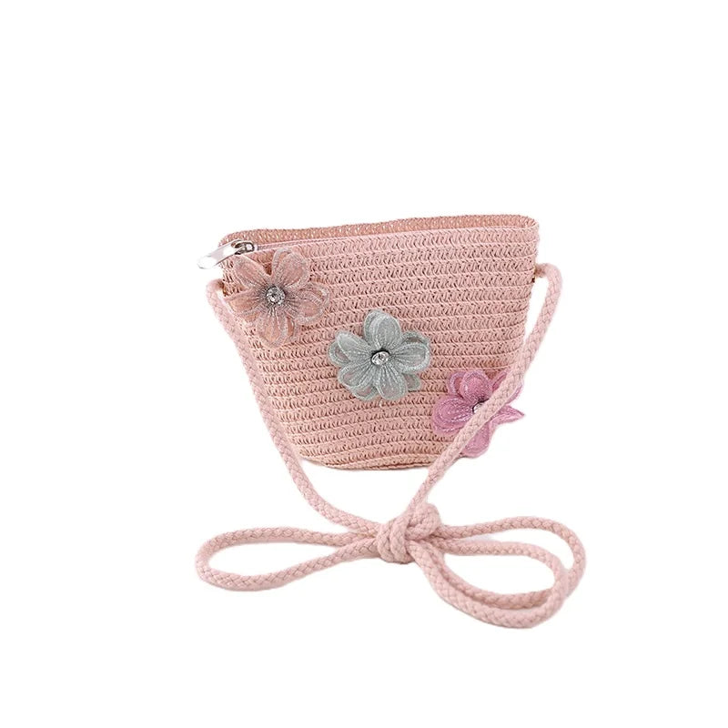 little girls summer straw sun hats and straw shoulder bags