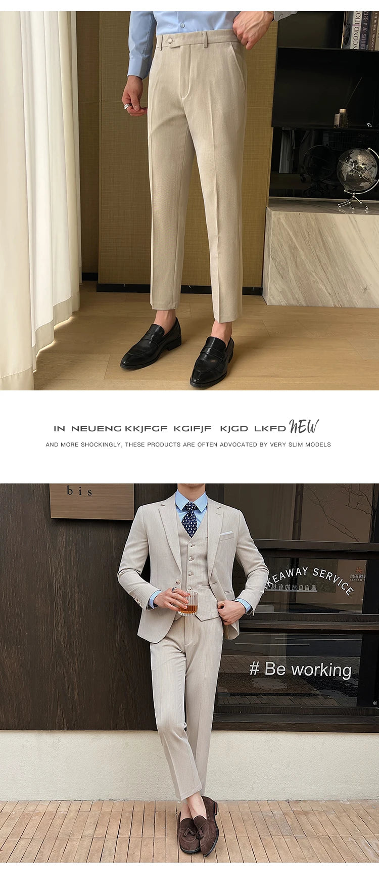 ( Jacket + Vest + Pants ) High-end Men's Slim Business Casual Suit Groom Wedding Dress Party Suit Blazers Waist Coat Trousers