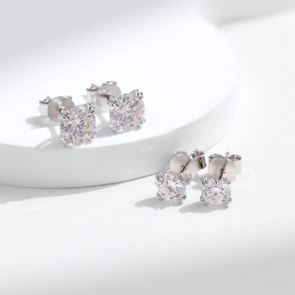 D Color 1CT Moissanite Stud Earrings 925 Sterling Silver Brilliant Round Cut Lab Created Diamond Jewelry For Women