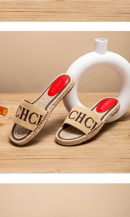 Slippers Women's  Simple and Comfortable Handmade Hemp Bottom Sandals Beach shoes