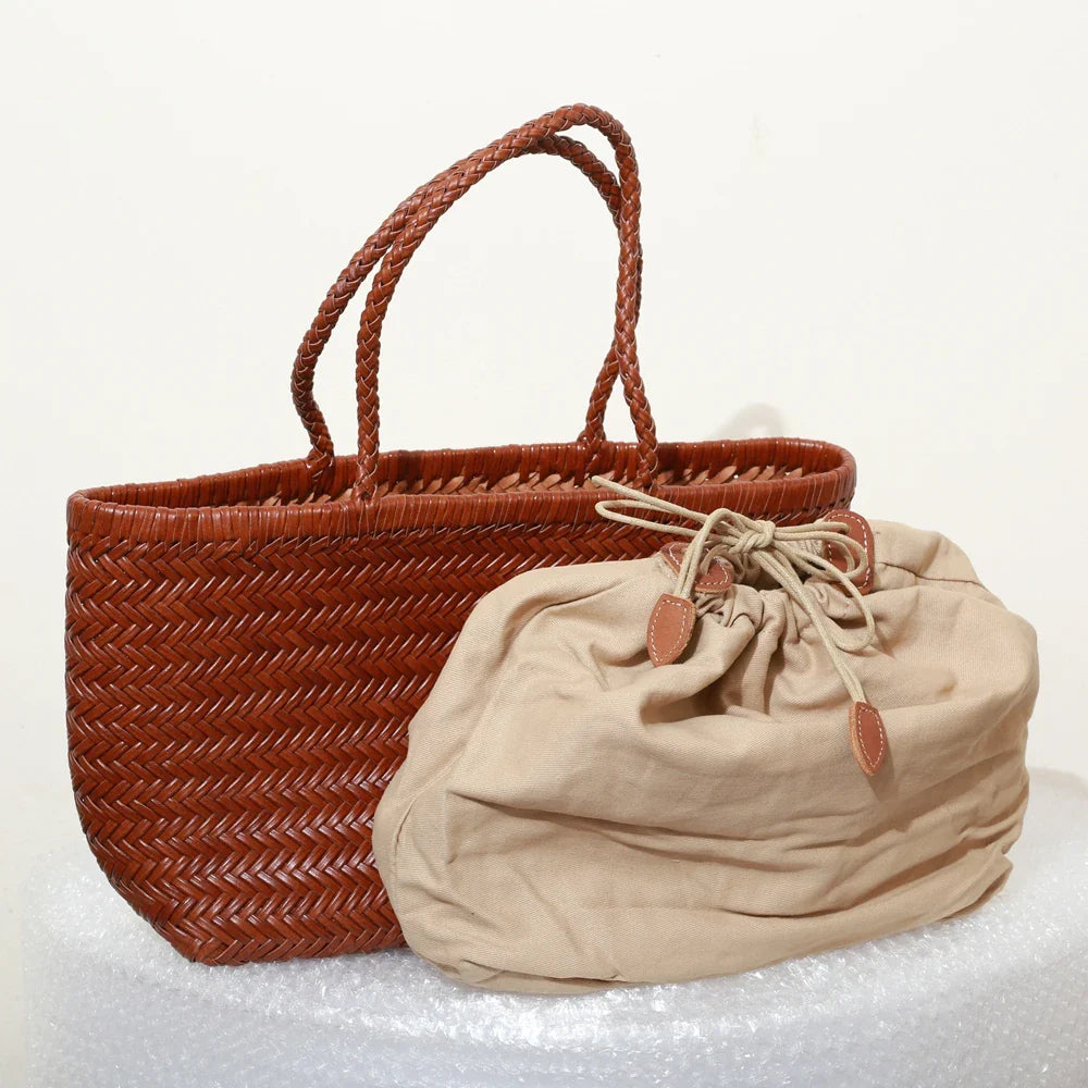 Handbags Women's Genuine Leather Shoulder Bag Weaving Casual Shopping Bag Vintage Big Tote Purse Cowhide Cross Hand Bags Lady