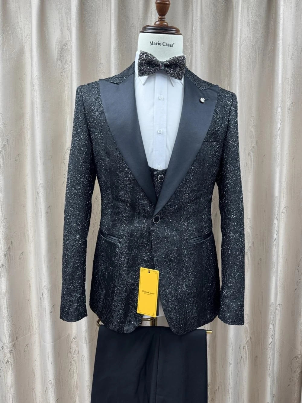 Glitter Luxurious Men's Formal Suits 3 Pieces Dancing Wear Elegant Peak Lapel Suit Set For Men Business Party Outfit S-3XL