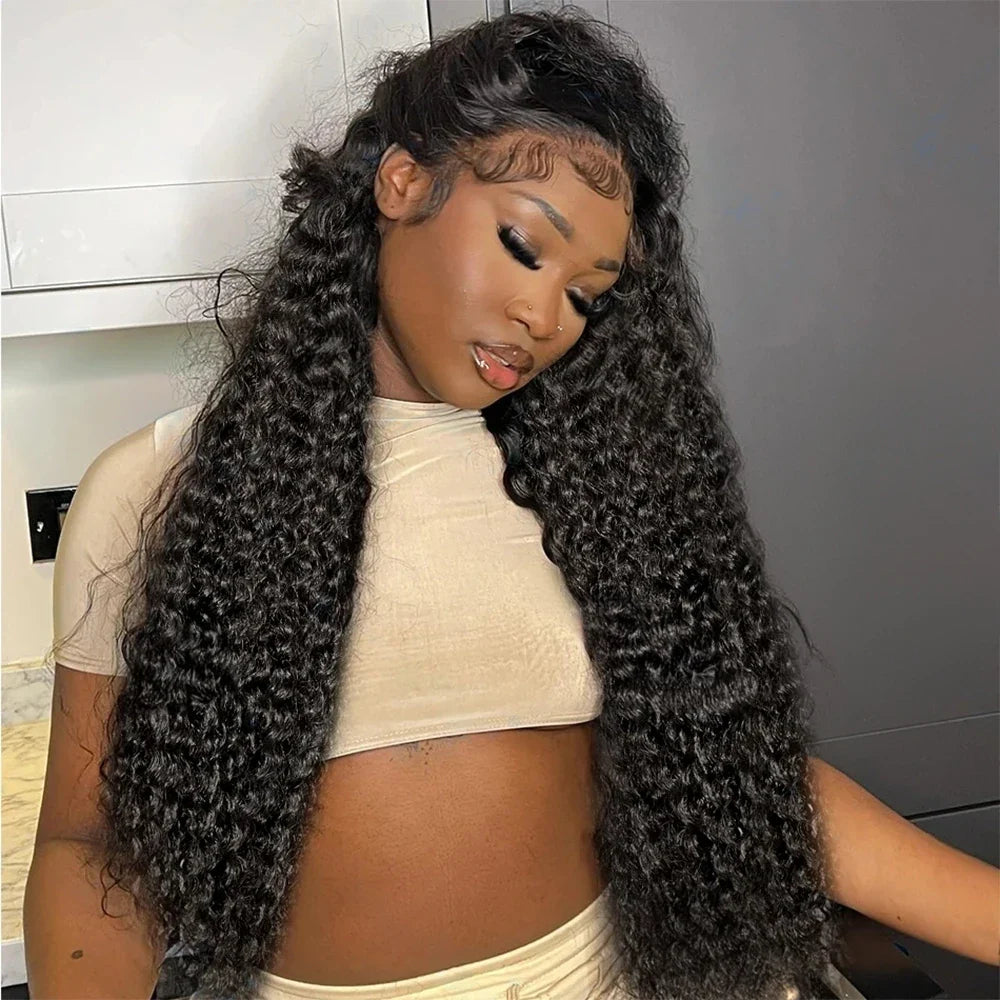 300% High Density Loose Deep Wave 40 46 50 Inch 13x6 13x4 HD Lace Frontal Human Hair Wig Brazilian 360 Full Curly Wigs For Women