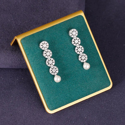 Luxury Cubic Zirconia Pearl Jewelry Sets For Women Crystal Set Wedding Engagement Party Dubai Accessories