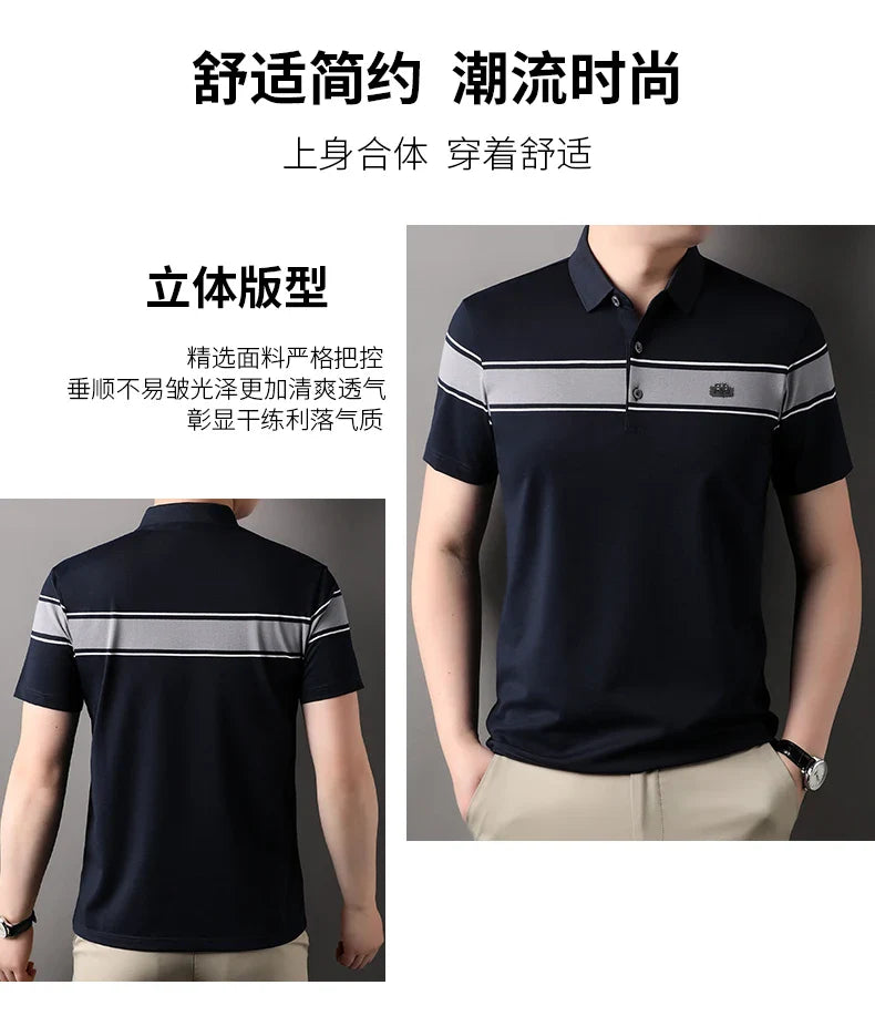 Summer best-selling high-end brand exquisite embroidery men's short sleeve POLO shirts breathable cotton casual business T-shirt