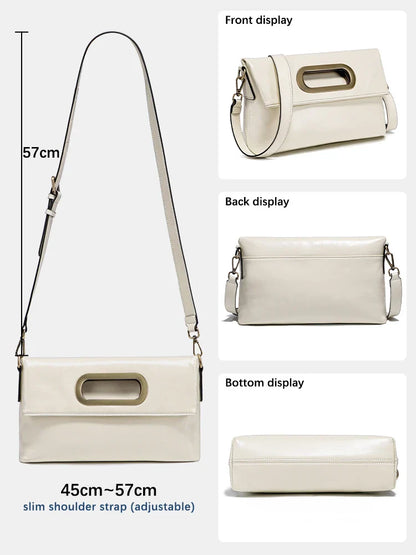 Genuine Leather Vintage Designer Handbag For Women Large Capacity Shoulder Bag New Brown Crossbody Bag Tote Bag Purse 2024