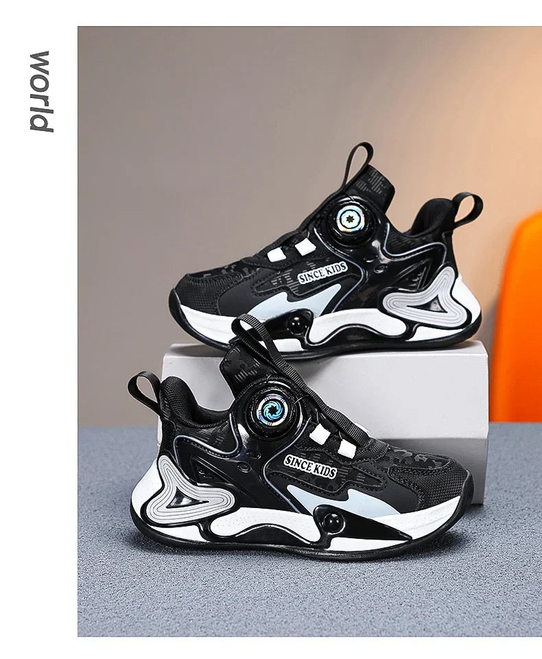 Children Basketball Shoes Swivel Button Boys Fashion Sneakers Girls School Sport Shoes Kids Casual Trainers Outdoor Shoes