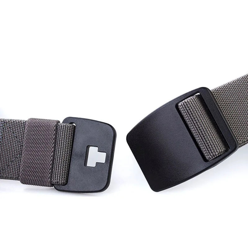 Mens Stretch Belt Invisible Casual Web Belt Quick Release Flat Plastic Buckle 4mm Thick 3.8cm Wide Casual Canvas Belt Men's Belt