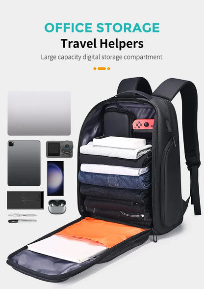 Men 36L Business Backpack USB Waterproof  Multi Pocket Backpacks Fit 17.3 Inch Laptop