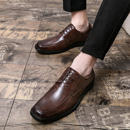 Men's Dress Shoes Classic Formal Leather Shoes For Men Square Toe Social Casual Business Shoes Man Party Wedding Leather Men