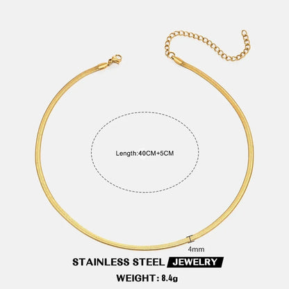Gold Color Stainless Steel Necklaces For Unisex Waterproof Filmy Snake Chain Herringbone Choker Men Necklace Women Jewelry Gift