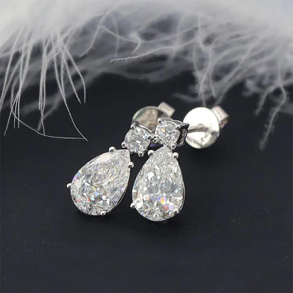 19cttw Waterdrop Full Moissanite Drop Earrings for Women 925 Sterling Silver Pear Cut Lab Diamond Stud Earrings with Certificate