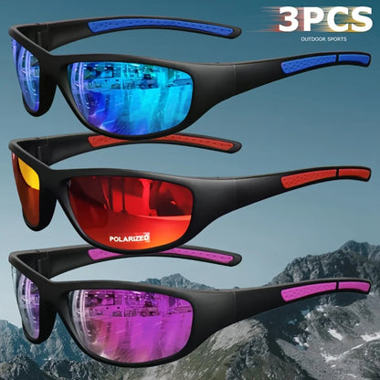 1/3PCS Unisex Polarized Sports Sunglasses Photochromic Wraparound Lenses for Cycling Fishing Driving Night Vision
