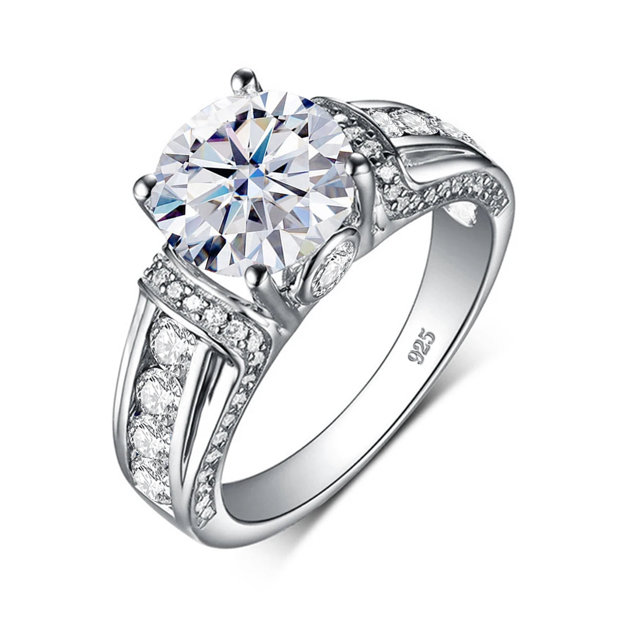 Luxury 2 Carats Moissanite Rings For Women Pure 925 Sterling Silver Wedding Band Female Jewelry Accessories GRA Certified