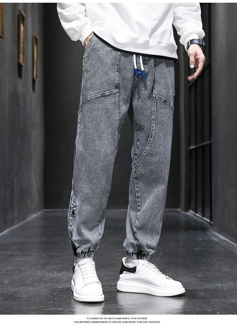 Spring and Autumn New Classic American Retro Loose Tight Leg Pants for Men's Casual Sports Large Size High Quality Jeans