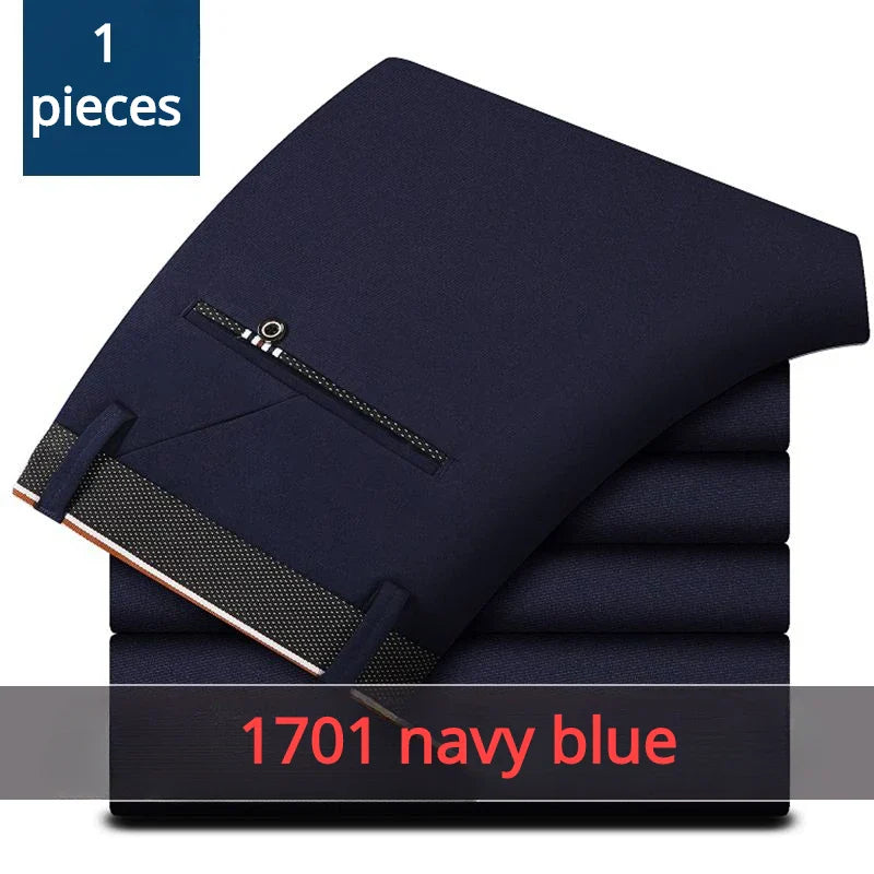 Stylish Black Dress Pants for Men Comfortable Casual Trousers Four-Season Korean Business Suit Pants Male Stretch Slim-Fit Pants
