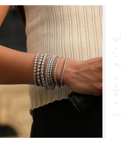D VVS1 Moissanite Tennis Bracelet 925 Sterling Silver Single Row Classic with Box Bracelets for Women Man Fine Jewelry