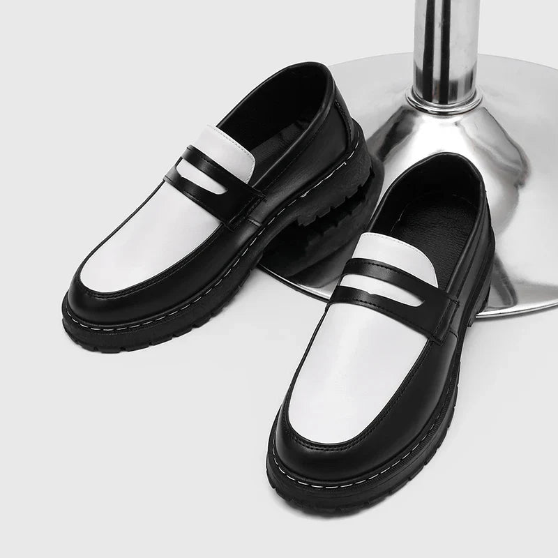Color Blocked Men Loafers  Fashionable Comfortable Thick Soled Non Slip  for Daily Commuting Office Business  Formal Wear Shoe