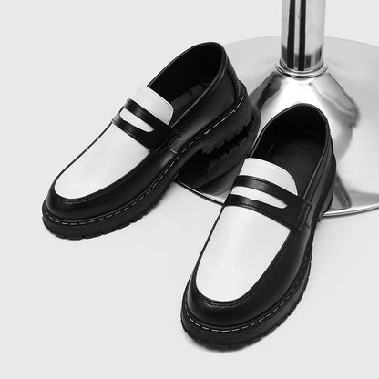 Color Blocked Men Loafers  Fashionable Comfortable Thick Soled Non Slip  for Daily Commuting Office Business  Formal Wear Shoe