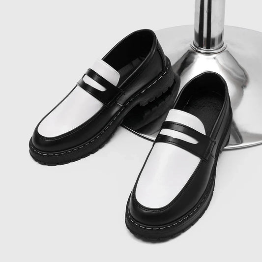 Color Blocked Men Loafers  Fashionable Comfortable Thick Soled Non Slip  for Daily Commuting Office Business  Formal Wear Shoe