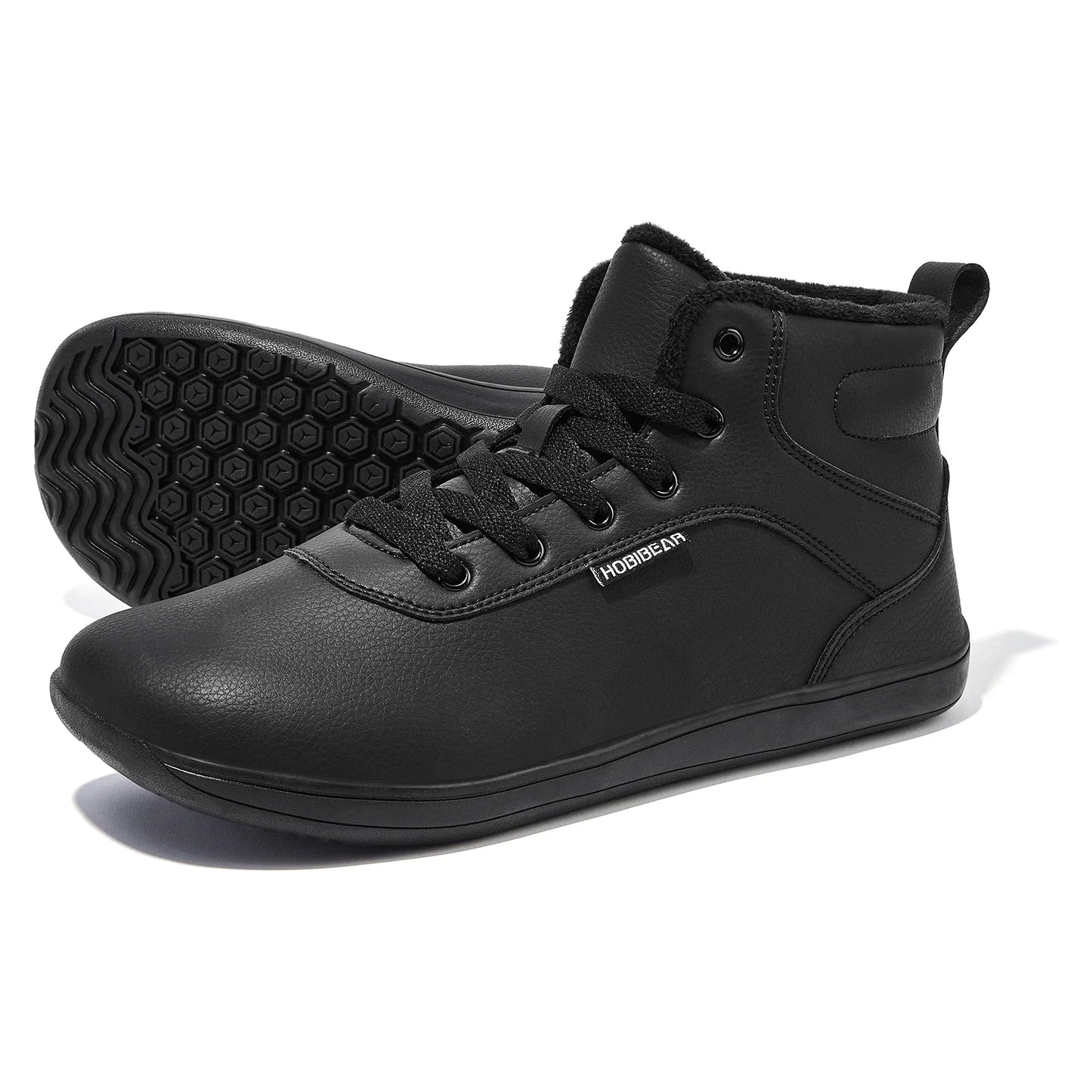 Unisex Winter Barefoot Shoes Womens Men Wide Toe Box Faux Fur Lined Ankle Sneakers Artificial Leather Lace Up Shoes
