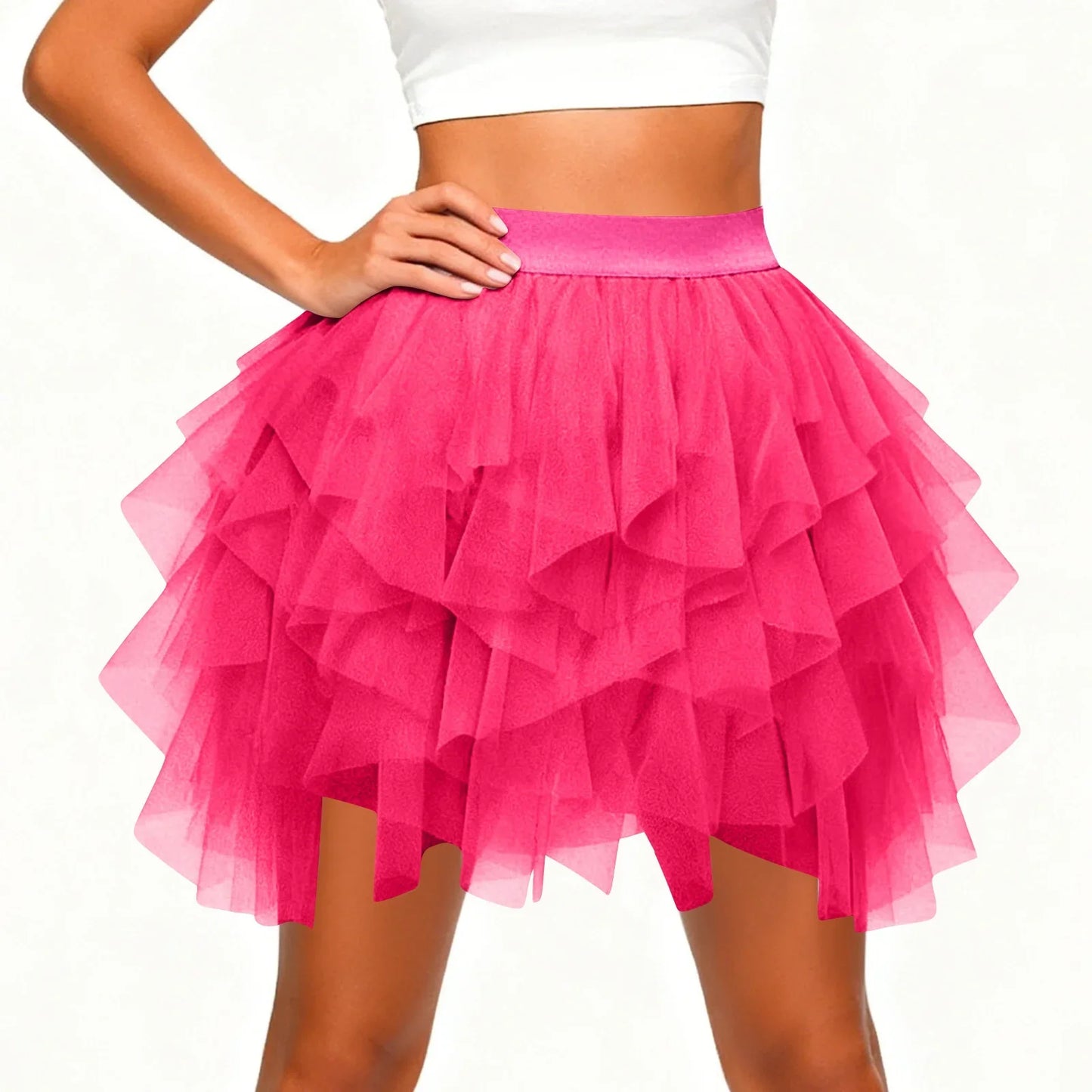 Women's Tulle Tutu Skirt Fashion Solid Color High Waist Mesh Skirt A-line Puff Skirt Cute Cake Skirt Cute Ballet Ball Half Skirt