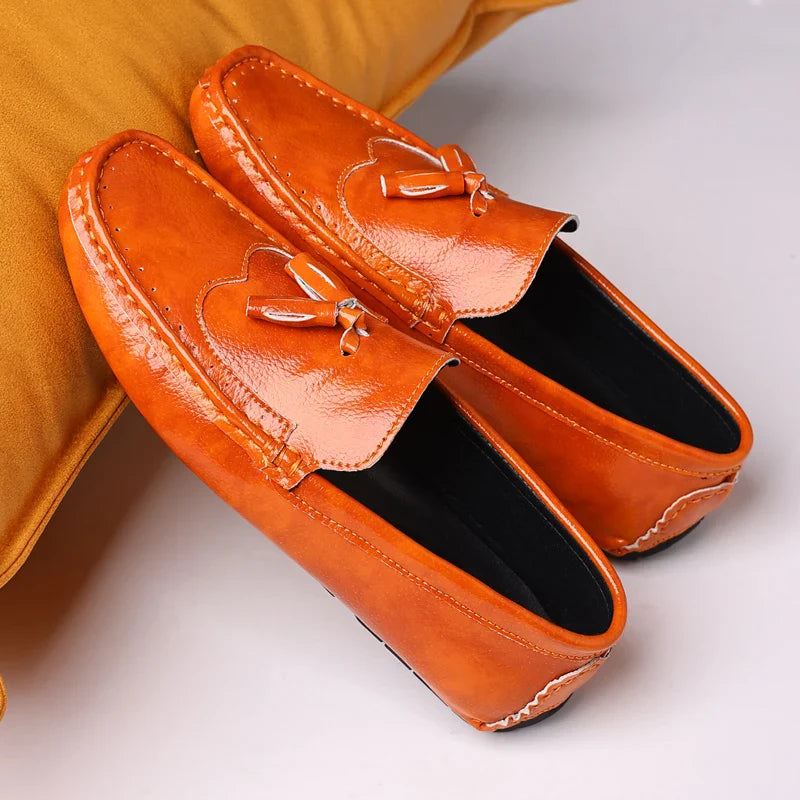 Sapatos Masculinos Loafers Confortáveis Slip-on Mocassins para Dirigir Calçados Masculinos Marca Marrom de Couro Sapatilhas Casuais para Homens