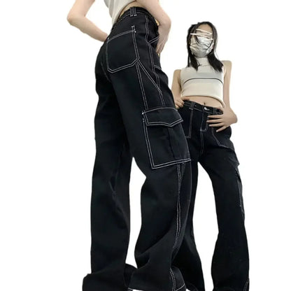 Women's Straight-leg Loose-fit Spring Wide-leg Cargo Pants