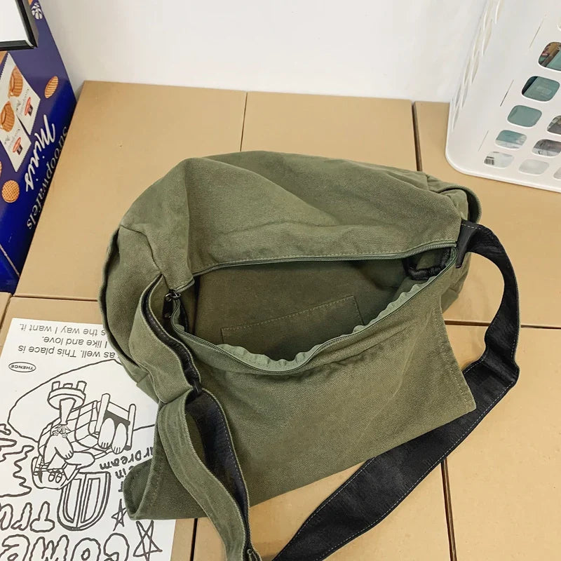 Women's Messenger Bag Vintage Handbag Canvas Teenager Shoulder Tote Bags Casual Handbag Crossbody Bag