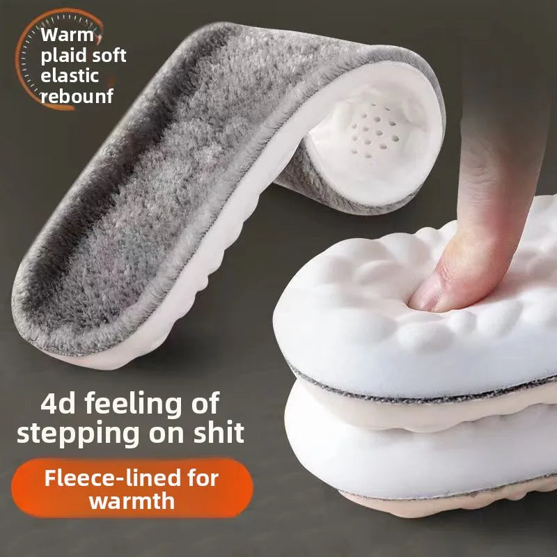 Thickened Cashmere-Like 4D Cloud Insole - Fleece-Lined Warm Comfortable Breathable Moisture-Wicking & Odor-Resistant