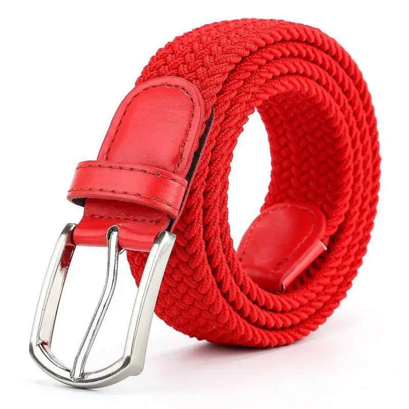 3.3cmX110cmX130cm  2024 High Quality New Men Elastic Braided Belt Casual Women Canvas Korean All match Pin Buckle White Black