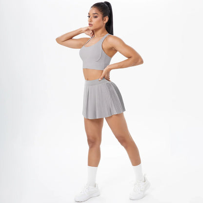 2pcs New Sexy Yoga Set Backless Cross Straps Sports Bra Fashion Breathable Culotte Yoga Shorts With Pocket Gym Women Sports Set
