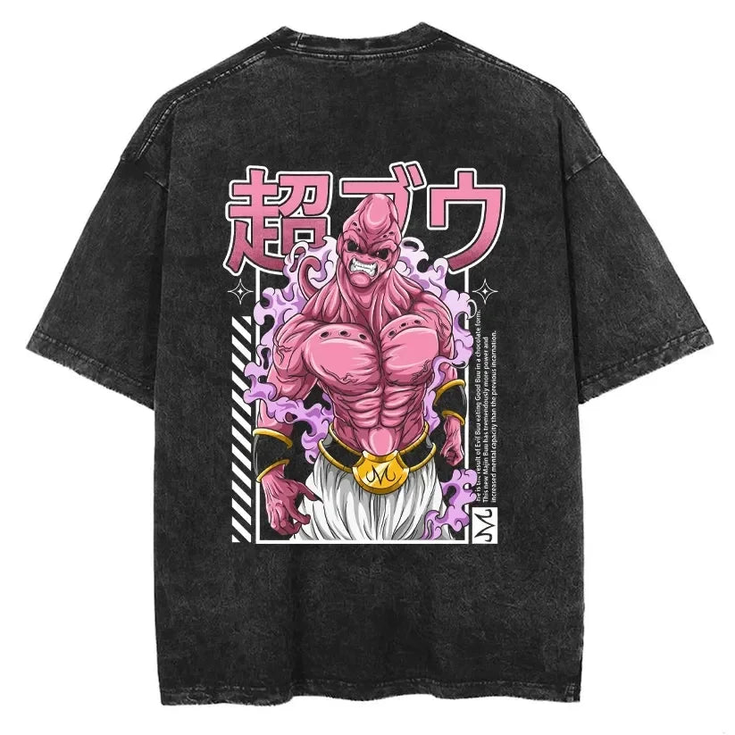 2026 Summer Dragon Ball  Washed Oversized T-shirt High Quality 100% Cotton Super Saiyan Vegeta Print Unisex Tee for Adults