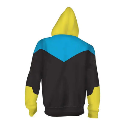 Anime Color Block Hoodies for Men Long Sleeve Pullover Sweatshirt with Pockets 3D Printed Casual Streetwear Zipper Jacket