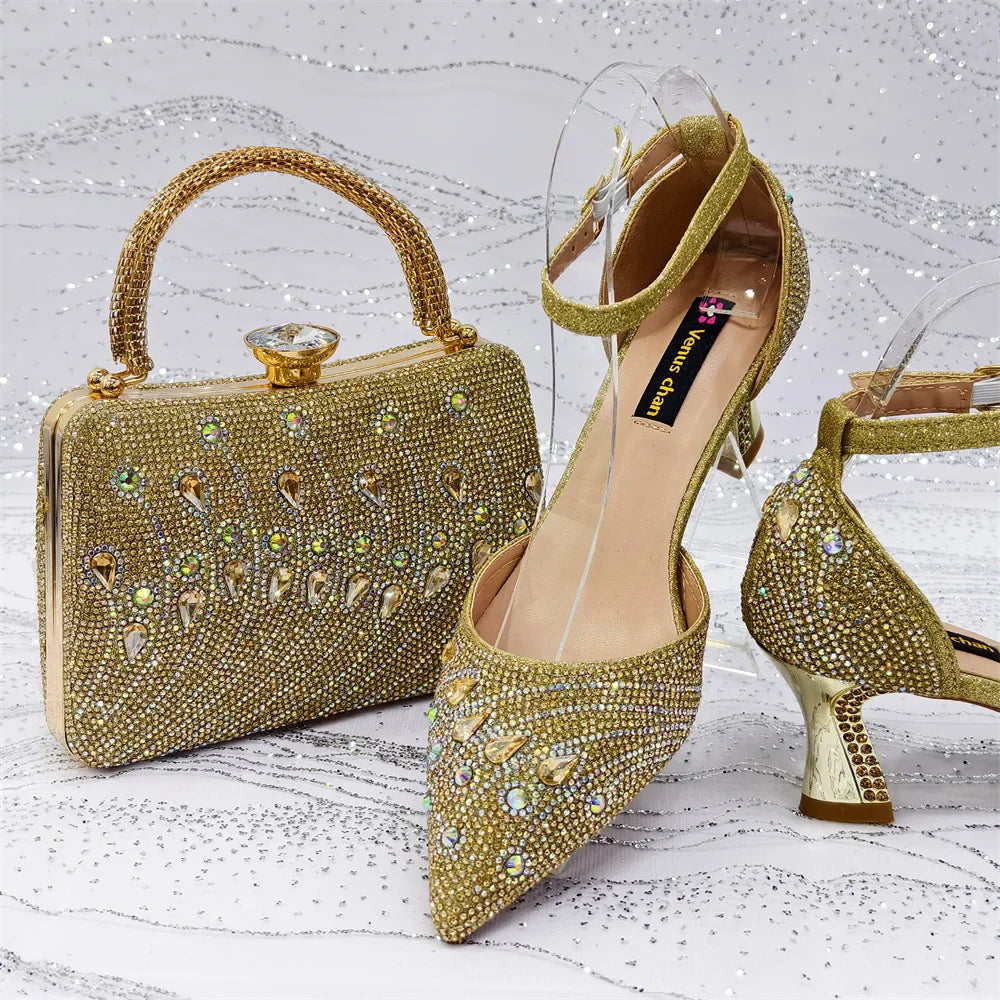 Stylish Women’s Commuter Tote Bag and Color-Blocked High Heel Shoe Set – Perfect for Nigerian Parties and Events