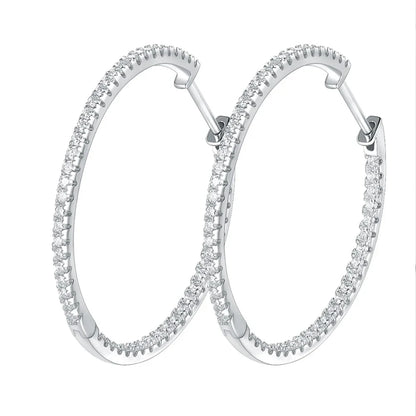 1.2mm Moissanite Hoop Earrings for Women European and American Circle S925 Sterling Silver Sparkling Diamond Earring Jewelry