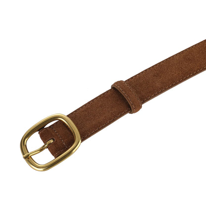 Fashion Suede Cowhide Women‘s Belts Genuine Leather 2.8cm Wide Belt Metal Buckle Women Belt Matched Dress Jeans Skinny Girdle