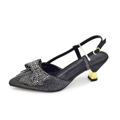 2026 Fashiona Banquet Exquisite Party Top Luxury Pointed Toe Bowtie Bright Diamond Summer Women's High Heels Shoes and Bags Set